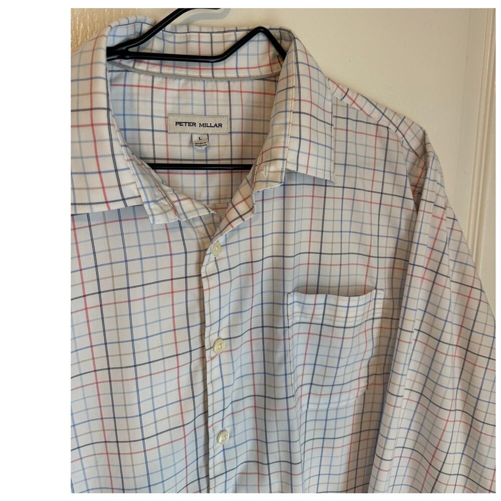 Peter Millar Crown Lite Multi Color Tattersall Plaid Sport Shirt Sz Large Luxury